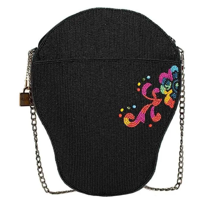 Mary Frances Out Of My Mind Beaded Crossbody Rainbow Skull Handbag