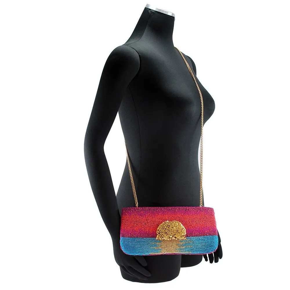 Mary Frances Paradise Found Beaded Sunset Cross Body Clutch Handbag
