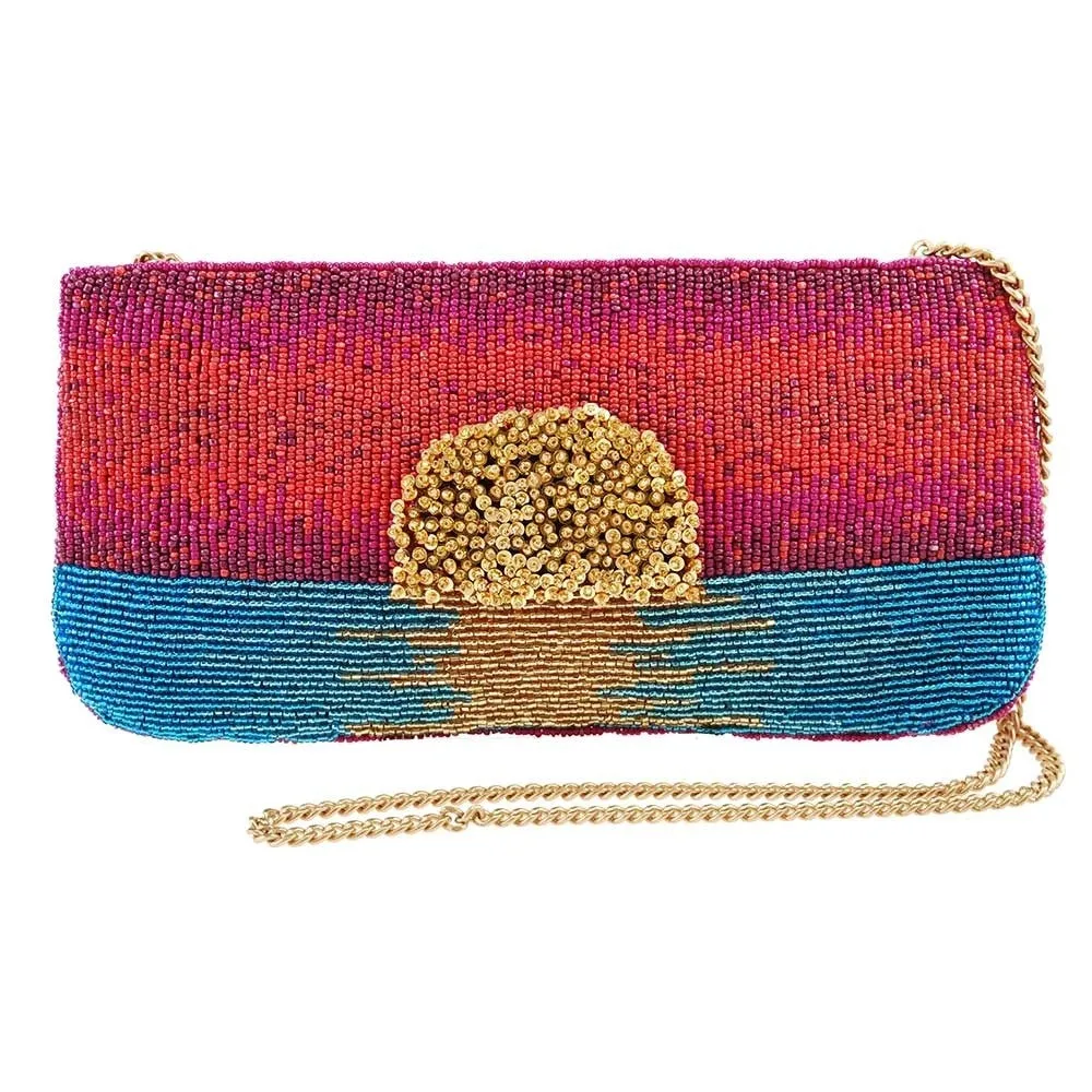 Mary Frances Paradise Found Beaded Sunset Cross Body Clutch Handbag