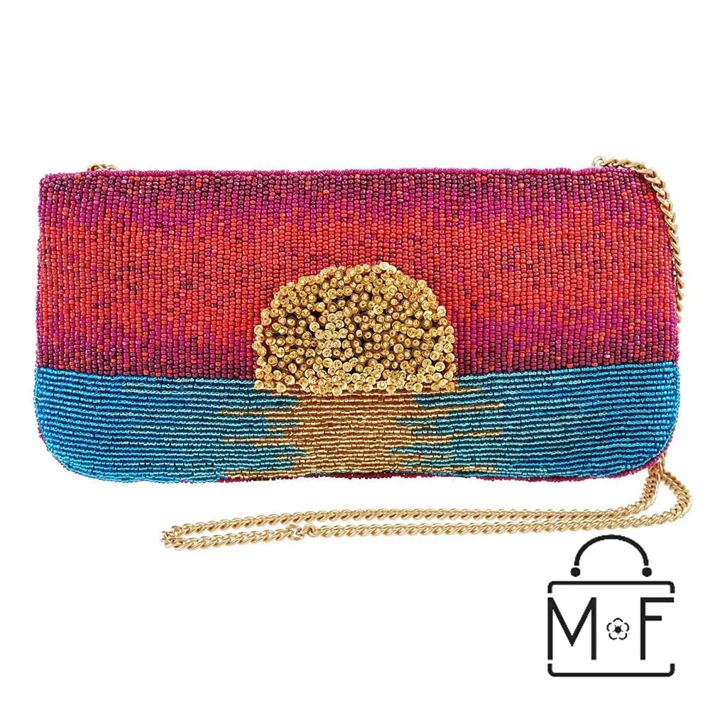Mary Frances Paradise Found Beaded Sunset Cross Body Clutch Handbag