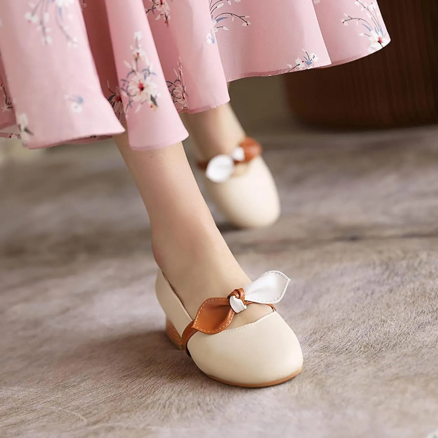 Mary Jane Oxford Women's High Heels Sweet Loose Closed Square Toe Shoes for Girls and Women Block High Heels