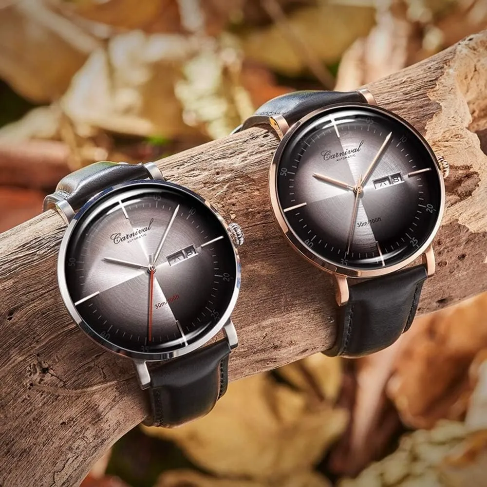 MASTOP Men's Automatic Watches Business Fashion Watch Black Leather Band Watches Waterproof Automatic Watch