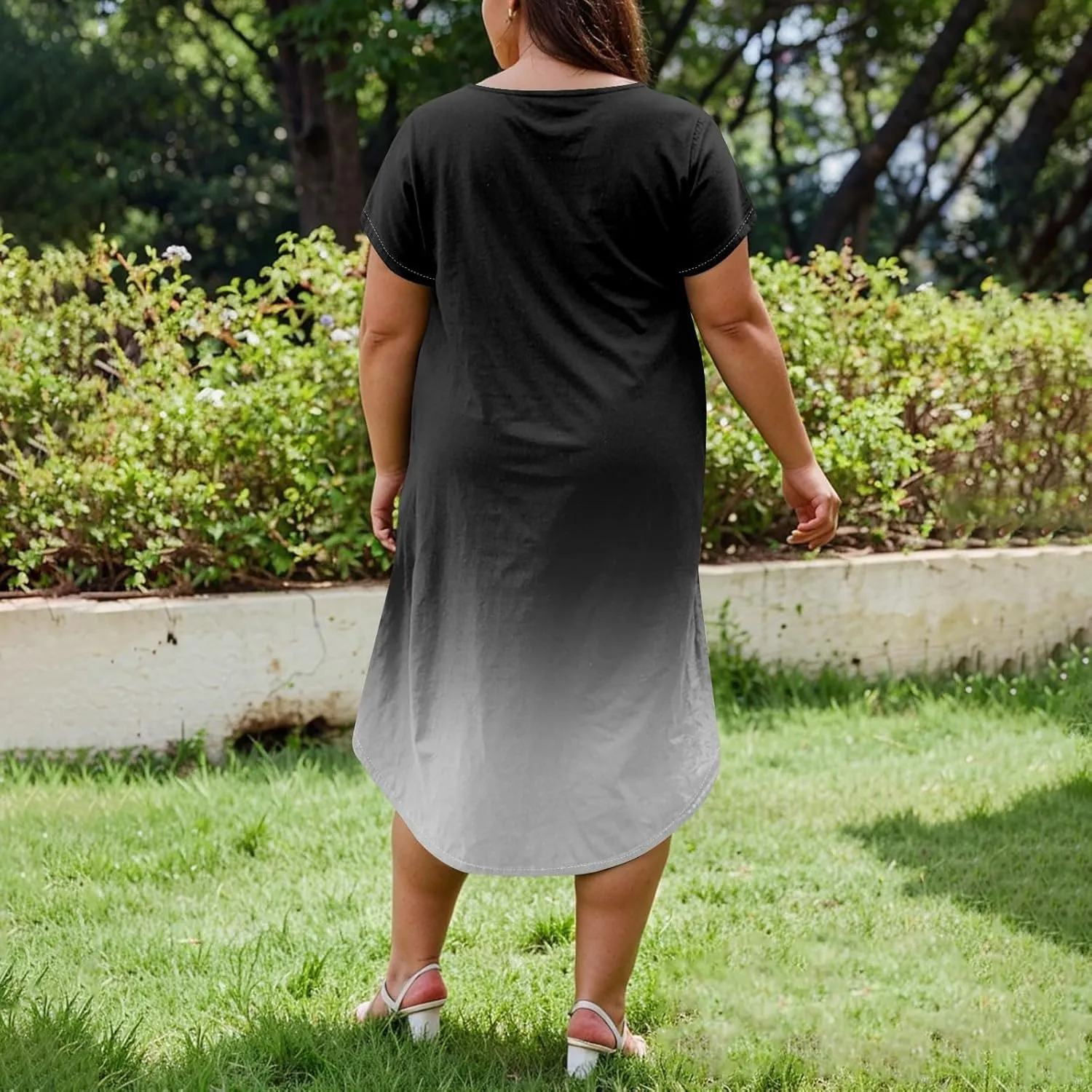 Maxi Dresses for Women 2025 Plus Size Tie Dye V Neck Dress Short Sleeve Side Split Beach Summer Sundress with Pocket