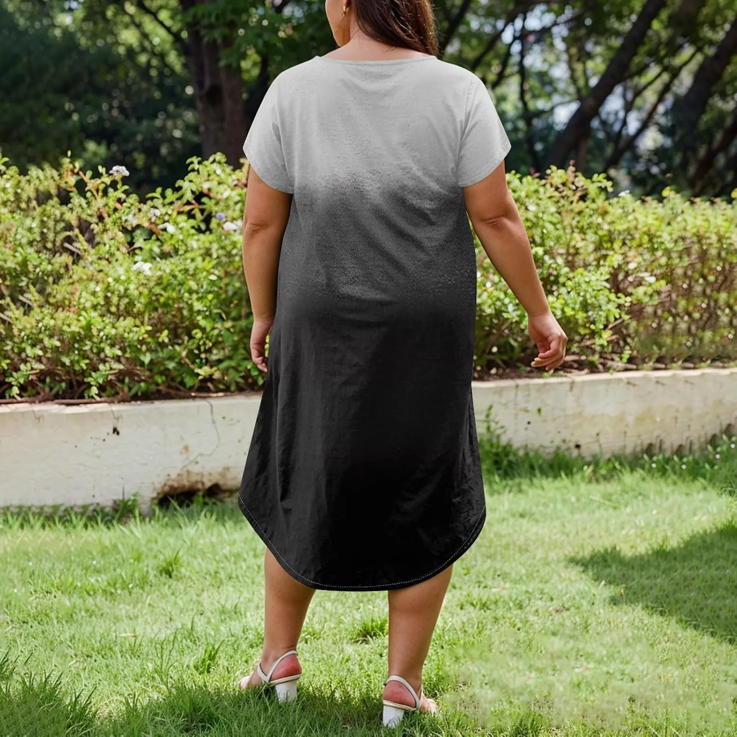 Maxi Dresses for Women 2025 Plus Size Tie Dye V Neck Dress Short Sleeve Side Split Beach Summer Sundress with Pocket