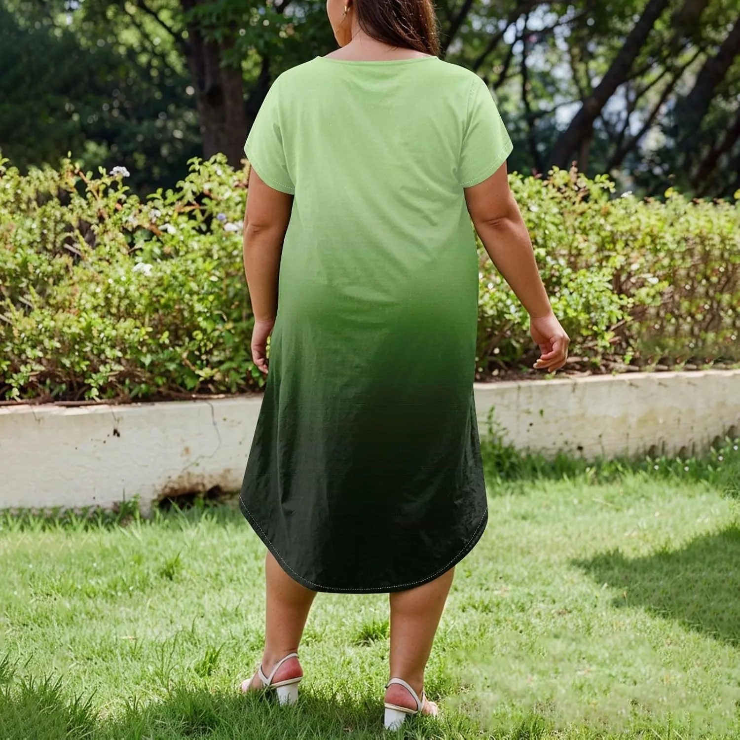 Maxi Dresses for Women 2025 Plus Size Tie Dye V Neck Dress Short Sleeve Side Split Beach Summer Sundress with Pocket