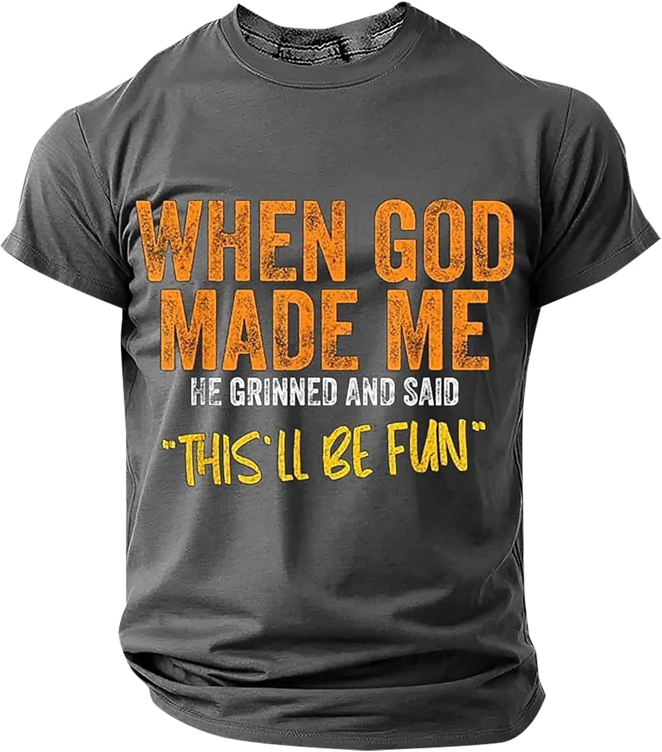 Men Funny Letter Print Tops Fashion Short Sleeve Crewneck Daily T Shirt Casual Workout Fitness Summer Classic Fit Tee