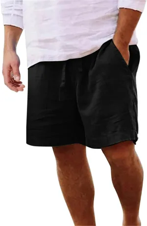 Men's Casual Classic Shorts Elastic Waist Drawstring Lightweight Summer Beach Shorts Vacation Quicky Dry Shorts