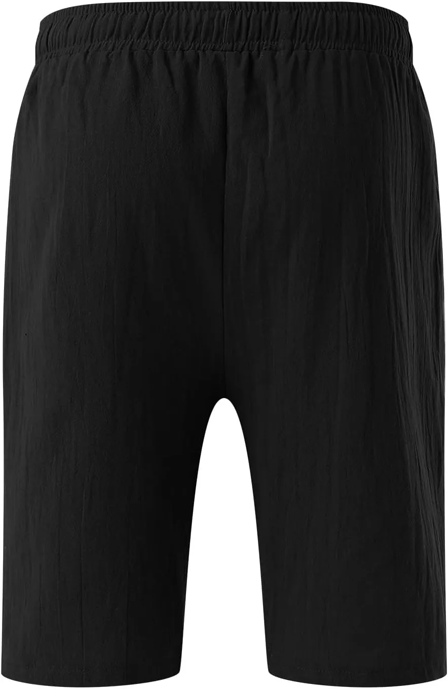 Men's Casual Classic Shorts Elastic Waist Drawstring Lightweight Summer Beach Shorts Vacation Quicky Dry Shorts