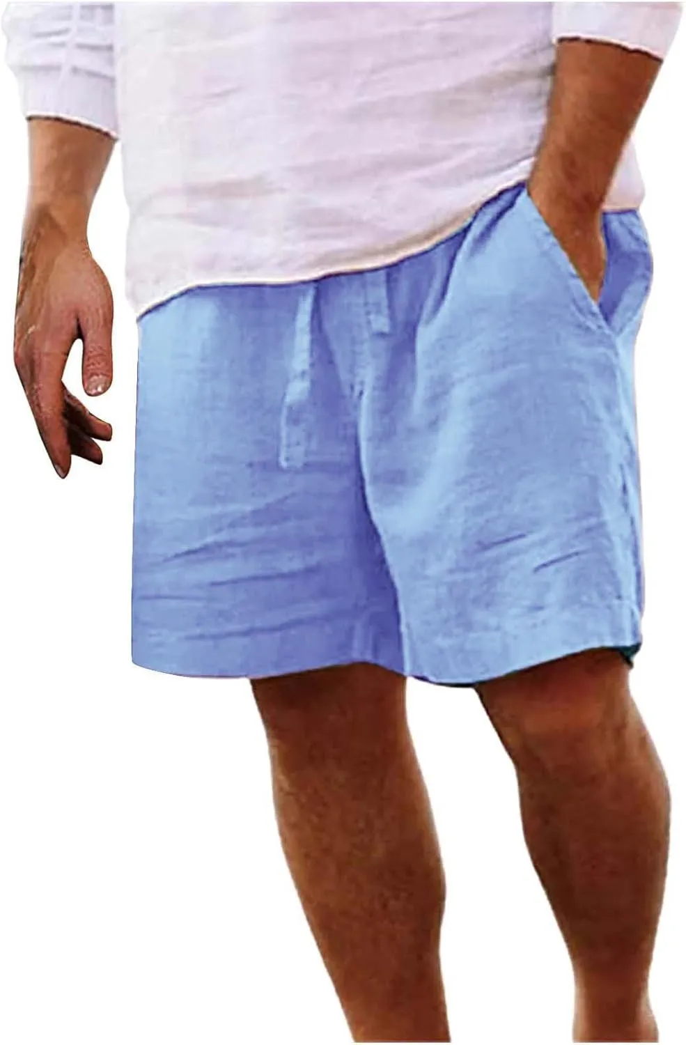 Mens Casual Drawstring Beach Shorts Lightweight Summer Yoga Golf Shorts with Pockets Trendy Resort Wear Shorts for Men