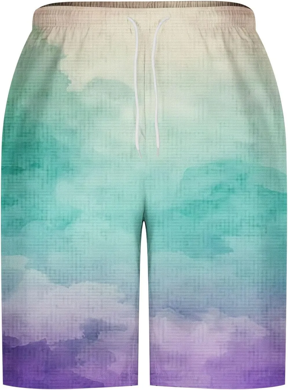 Mens Casual Shorts Gradient Color Fashion Elastic Waist Drawstring Shorts Summer Beach Vocation Shorts with Pockets