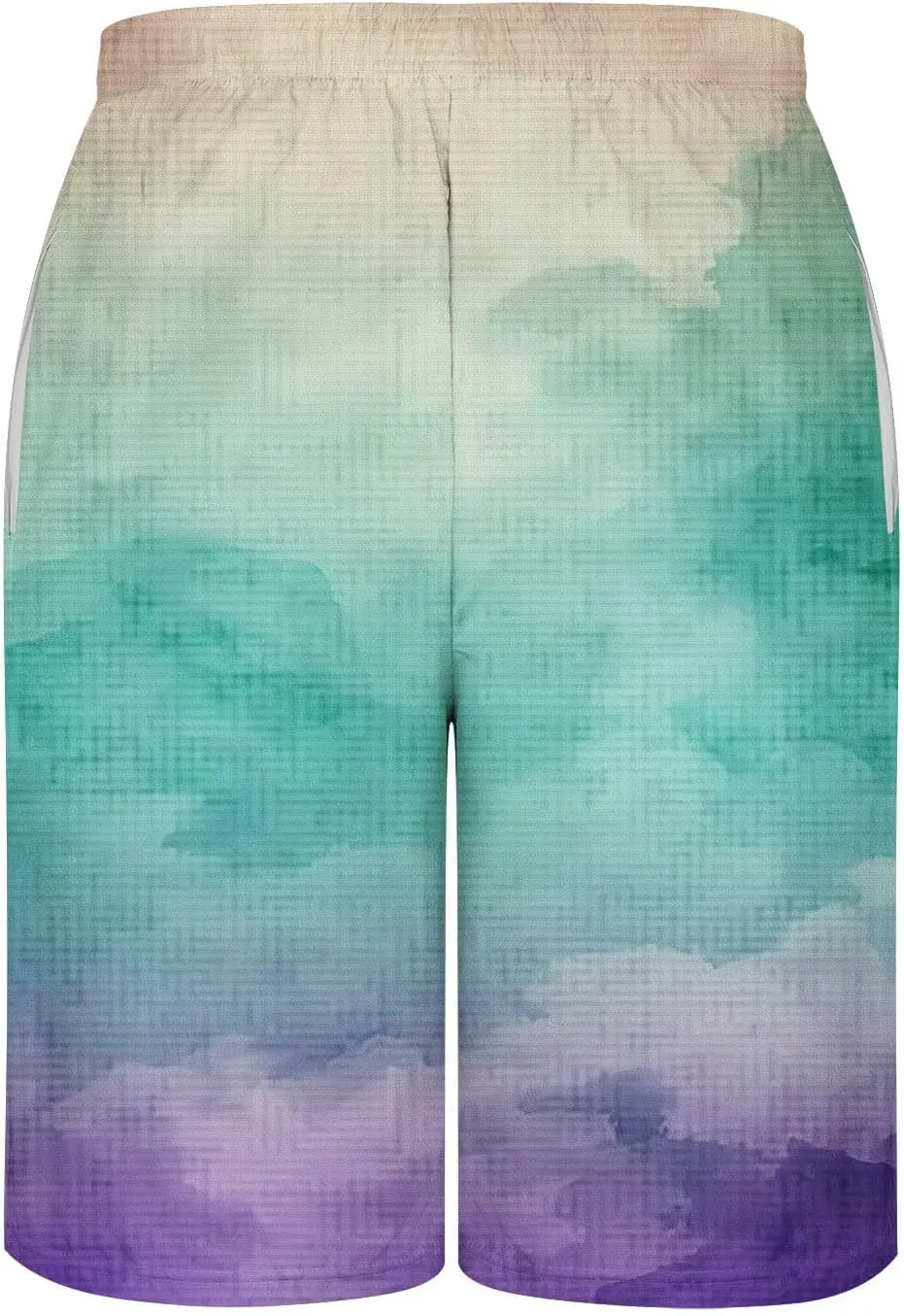 Mens Casual Shorts Gradient Color Fashion Elastic Waist Drawstring Shorts Summer Beach Vocation Shorts with Pockets