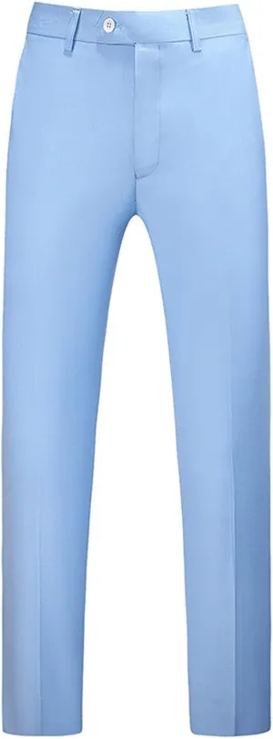 Mens Classic Basic Dress Pants Flat Front Skinny Stretch Chinos Casual Slim Fit Solid Color Straight Leg Suit Pants