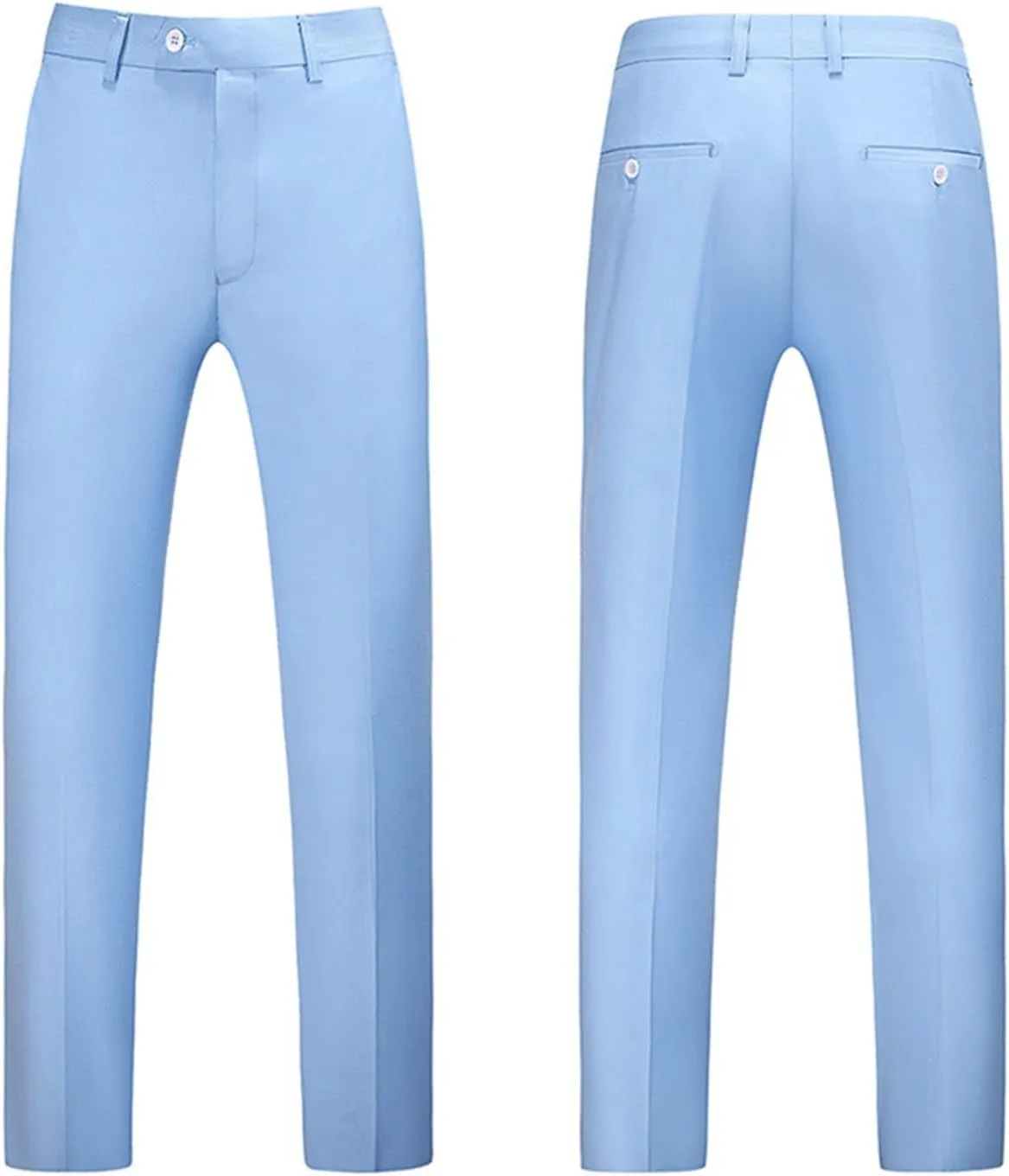 Mens Classic Basic Dress Pants Flat Front Skinny Stretch Chinos Casual Slim Fit Solid Color Straight Leg Suit Pants