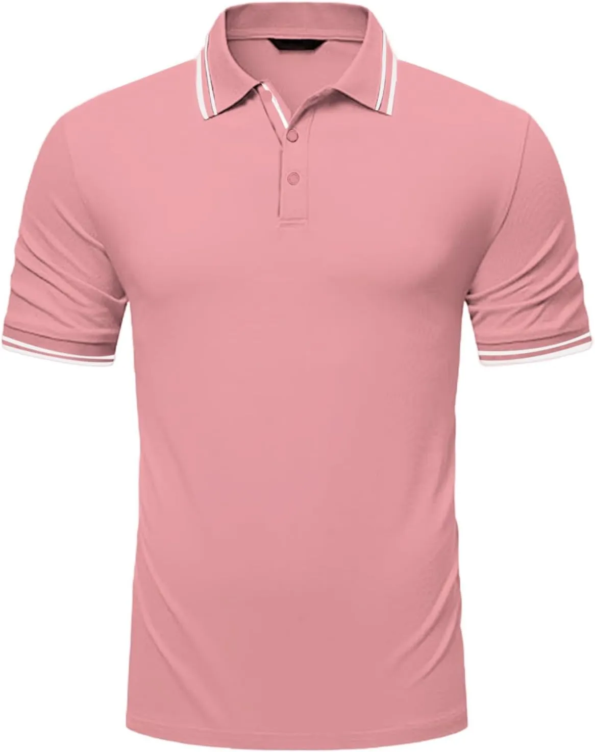 Mens Classic Fit Short Sleeve Polo Shirts Button up Going Out Exercise Holiday T-Shirts Casual Workout Fitness Tops