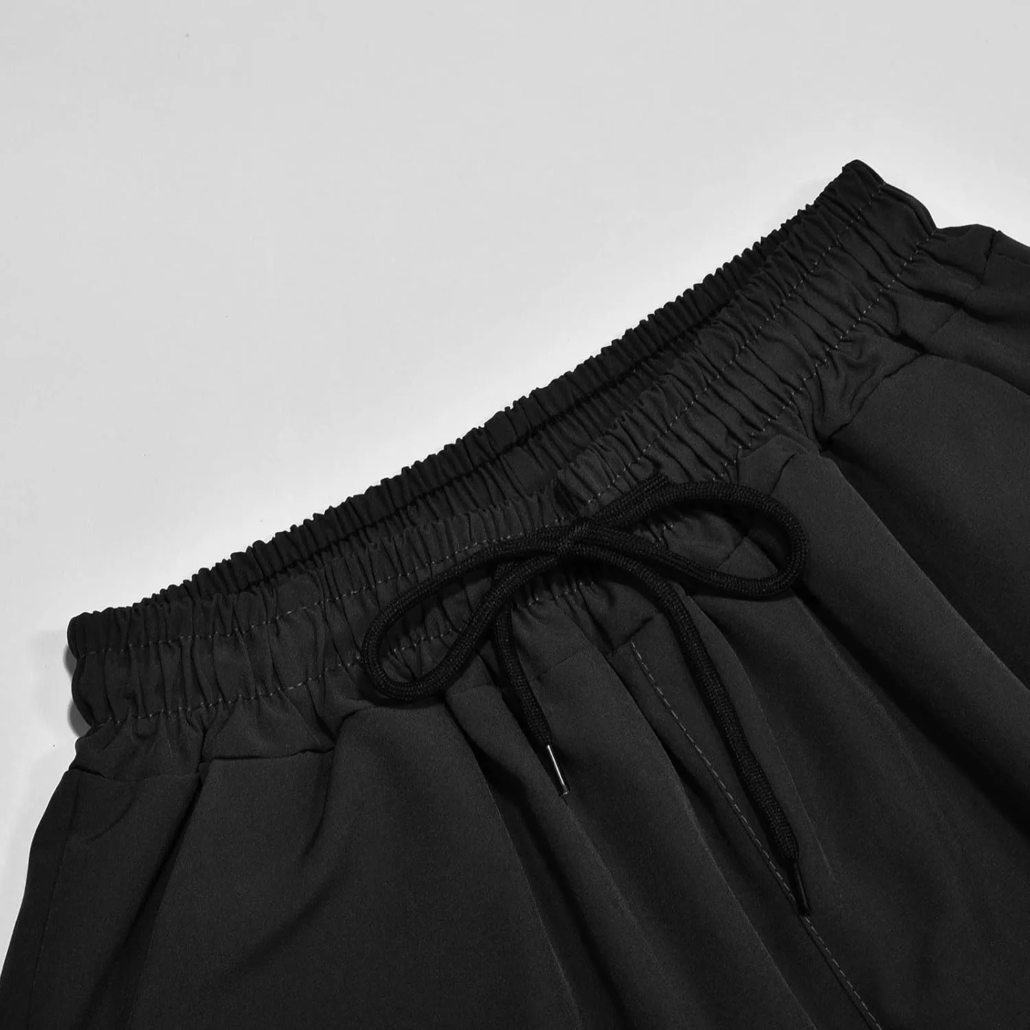 Mens Cotton Linen Pants Drawstring Elastic Waist Straight Leg Pant Workout Sport Pants Multi-Pocket Trousers