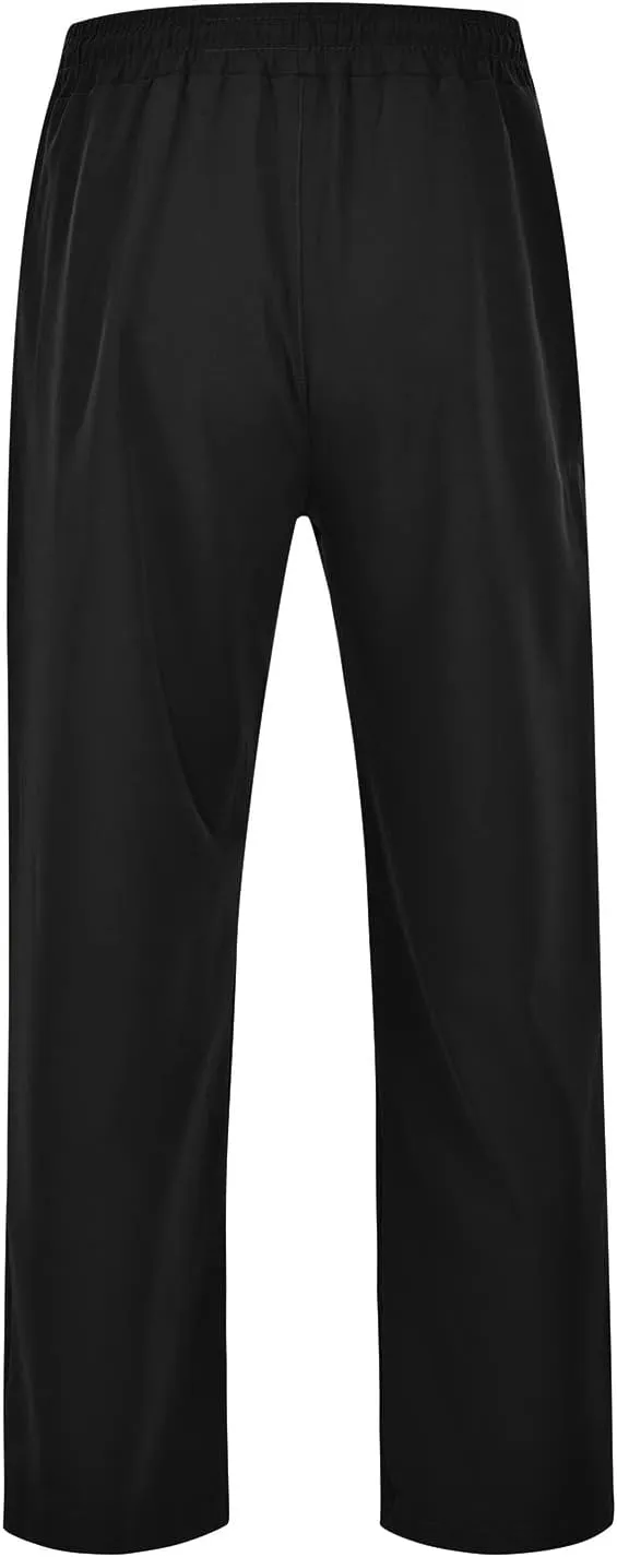 Mens Cotton Linen Pants Drawstring Elastic Waist Straight Leg Pant Workout Sport Pants Multi-Pocket Trousers