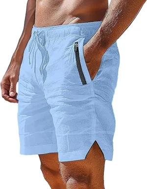 Mens Cotton Linen Shorts Quick Drying Breathable Combat Casual Lightweight Sports Pants Tactical Active Solid Color Bermuda