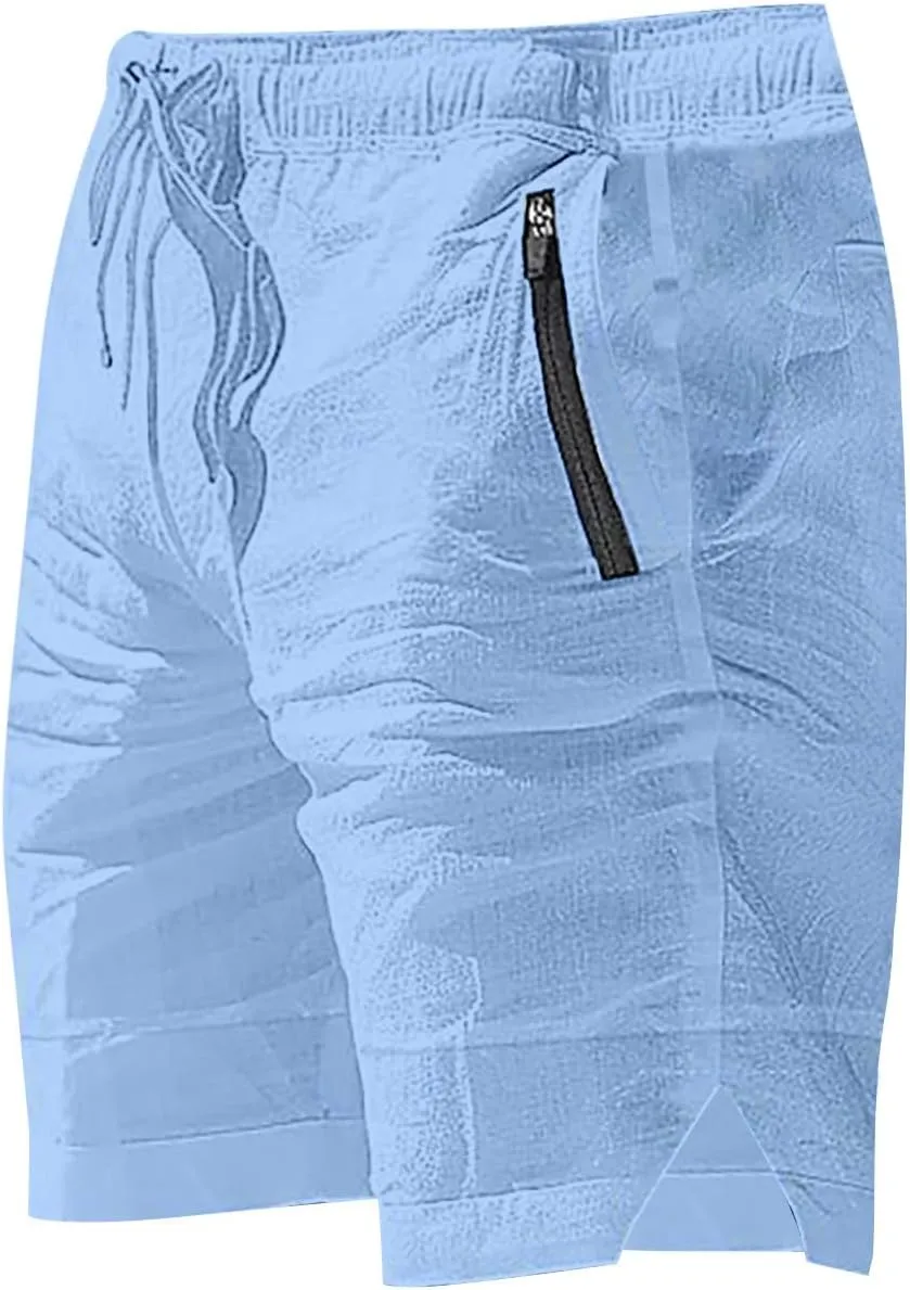 Mens Cotton Linen Shorts Quick Drying Breathable Combat Casual Lightweight Sports Pants Tactical Active Solid Color Bermuda