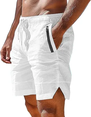 Mens Cotton Linen Shorts Quick Drying Breathable Combat Casual Lightweight Sports Pants Tactical Active Solid Color Bermuda