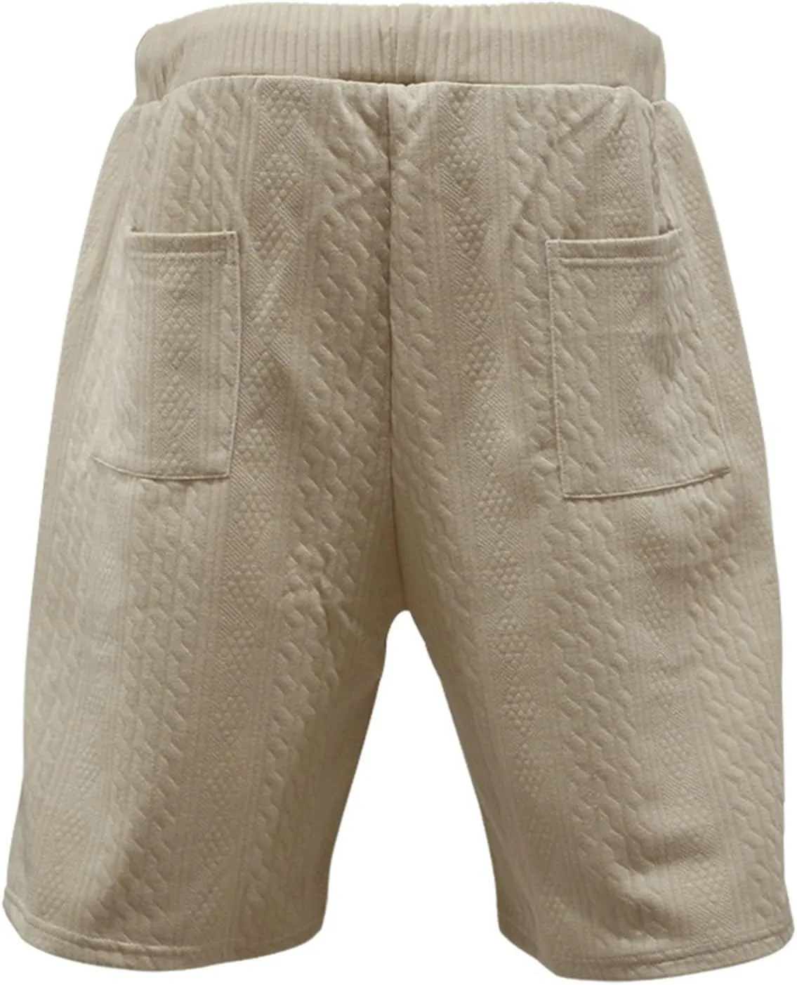 Mens Cozy Casual Shorts Expandable Drawstring Waisted Textured Solid Bermuda Summer Lightweight Comfortable Daily Home Pants
