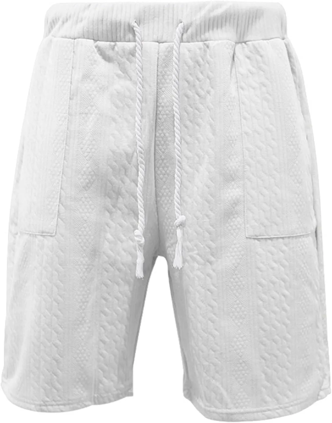 Mens Cozy Casual Shorts Expandable Drawstring Waisted Textured Solid Bermuda Summer Lightweight Comfortable Daily Home Pants