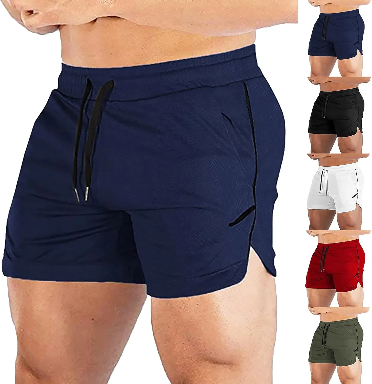 Mens Fitness Shorts Lightweight Quick Drying Combat Track Expandable Drawstring Capris Gym Bodybuilding Yoga Muscle Pant 2024