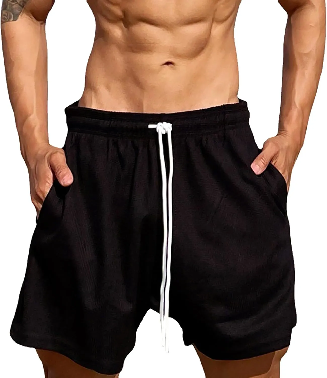 Mens Jogger Shorts Plus Size Combat Tactical Elastic Drawstring Lightweight Baggy Pants Military Gym Workout Casual Bermuda