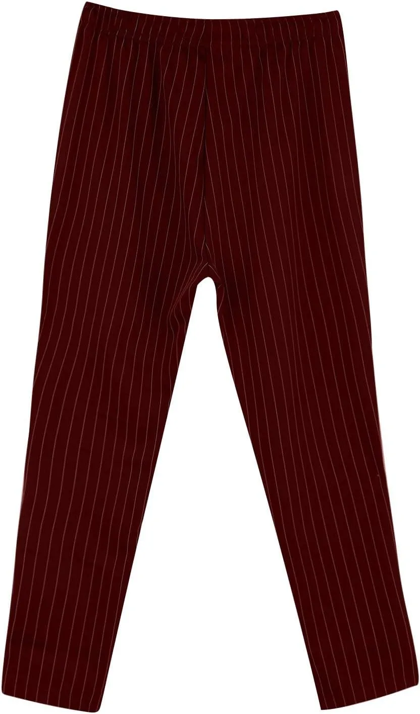 Mens Lightweight Casual Pants Striped Tight Stretch Quick Drying Outdoor Street Trousers Drawstring High Waisted Tapered Pant