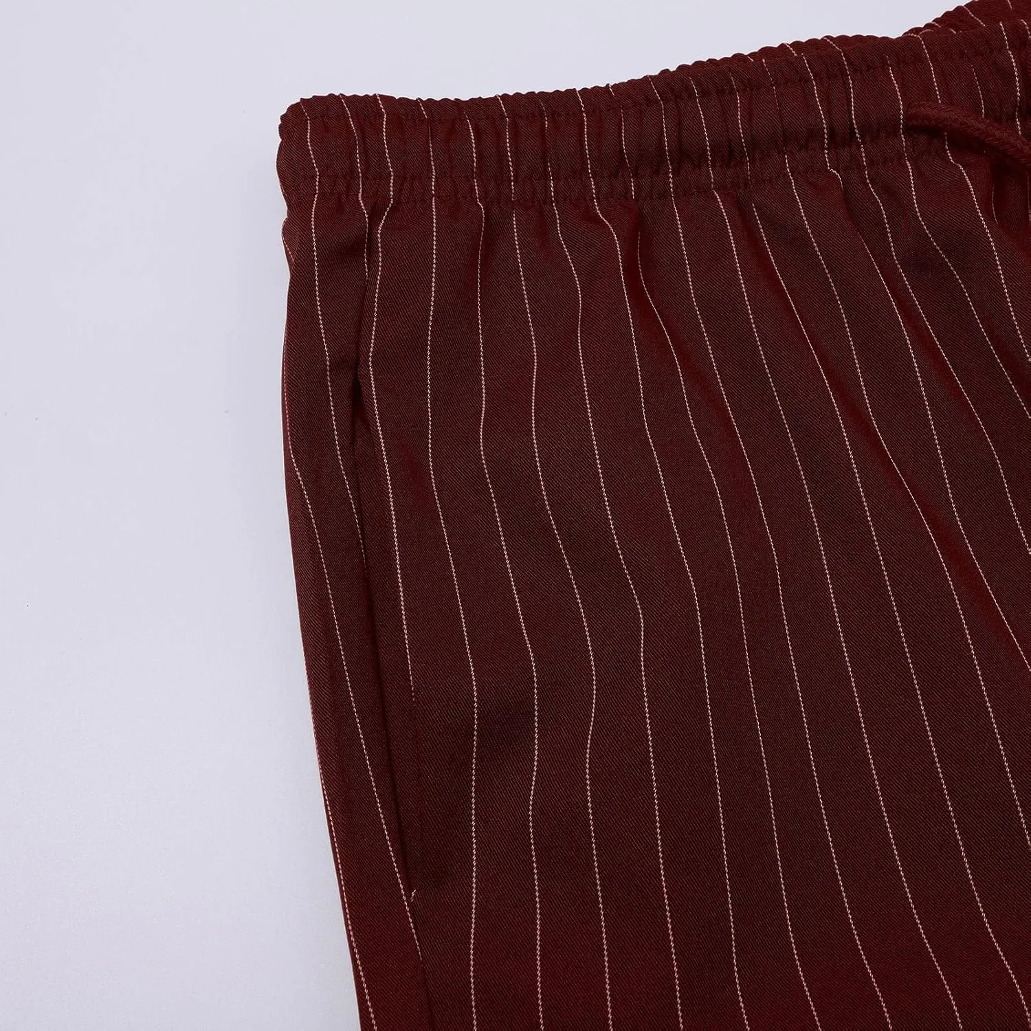 Mens Lightweight Casual Pants Striped Tight Stretch Quick Drying Outdoor Street Trousers Drawstring High Waisted Tapered Pant