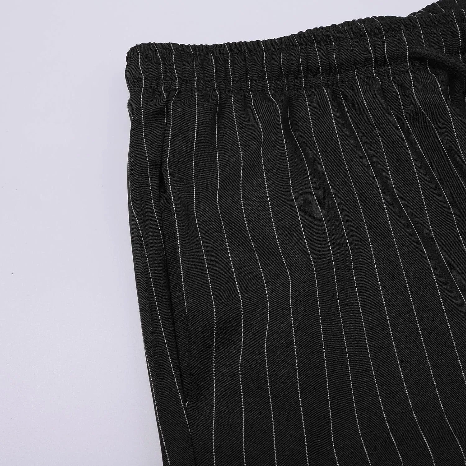 Mens Lightweight Casual Pants Striped Tight Stretch Quick Drying Outdoor Street Trousers Drawstring High Waisted Tapered Pant