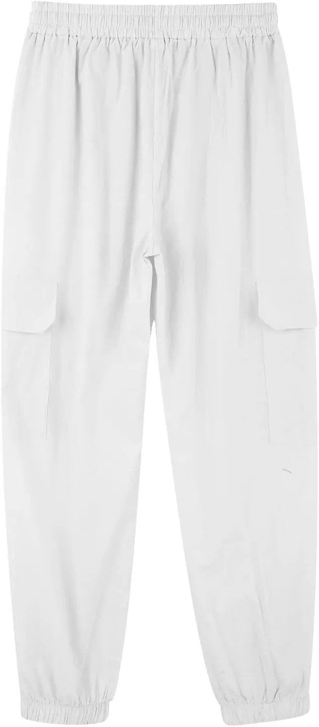 Mens Lightweight Quick Drying Flowy Casual Loose Trousers Cotton and Linen Long Pants Drawstring High Waisted Tapered Pants