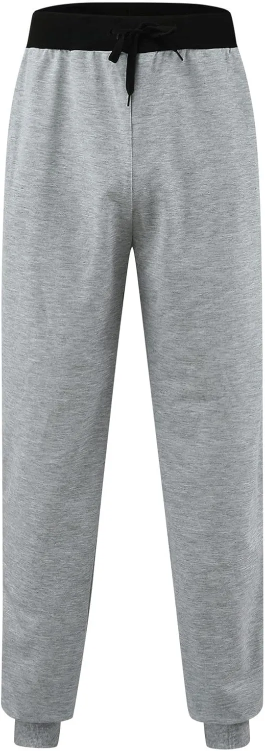 Mens Mid Waist Elastic Drawstring Solid Jogger Tapered Pants with Pockets Casual Long Pant Lightweight Soft Pajamas Trousers