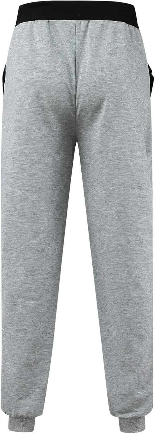 Mens Mid Waist Elastic Drawstring Solid Jogger Tapered Pants with Pockets Casual Long Pant Lightweight Soft Pajamas Trousers