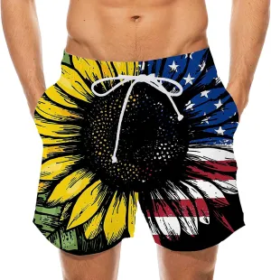 Mens Patriotic Graphic Shorts Independence Day Drawstring Elastic Waisted Casual Capris Combat Lightweight Drying Sportwear