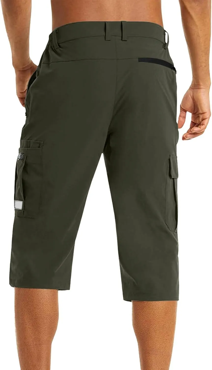 Mens Quick Dry Lightweight 3/4 Hiking Walking Shorts Outdoor Thin Work Climbing Capris Shorts ith Multi Pockets 2024 Fashion