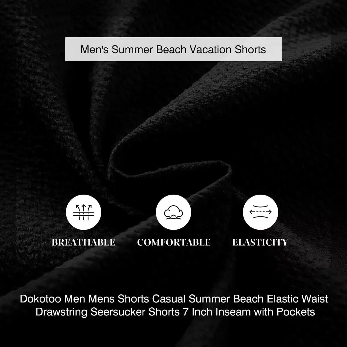 Mens Seersucker Shorts Casual Elastic Waist Drawstring Shorts Stretch Summer Beach Vacation Shorts with Pockets