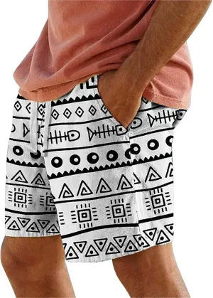 Mens Summer Beach Shorts Funny 3D Printed Hawaii Style Drawstring Elastic Loose Casual Pants Quick Drying Lightweight Bermuda