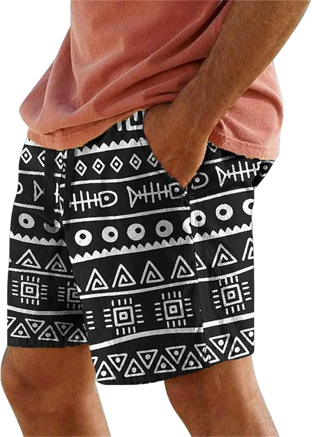 Mens Summer Beach Shorts Funny 3D Printed Hawaii Style Drawstring Elastic Loose Casual Pants Quick Drying Lightweight Bermuda
