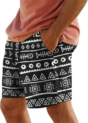 Mens Summer Beach Shorts Funny 3D Printed Hawaii Style Drawstring Elastic Loose Casual Pants Quick Drying Lightweight Bermuda
