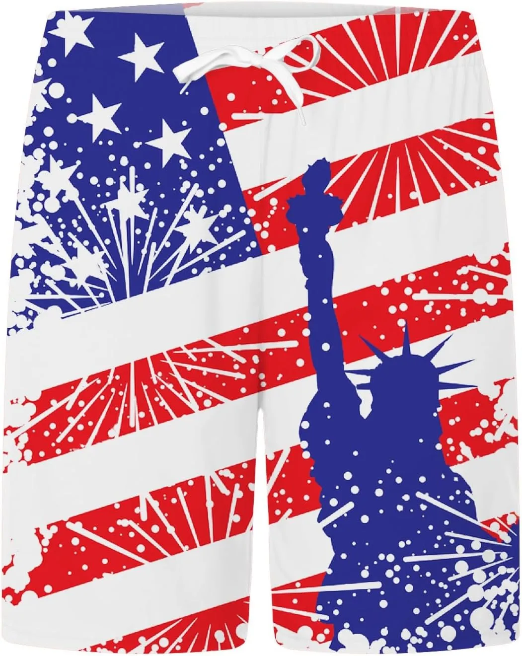 Mens Summer Shorts Independence Day Patriotic Print Casual Loose Pants USA Flag 4th of July Lightweight Combat Sports Capris