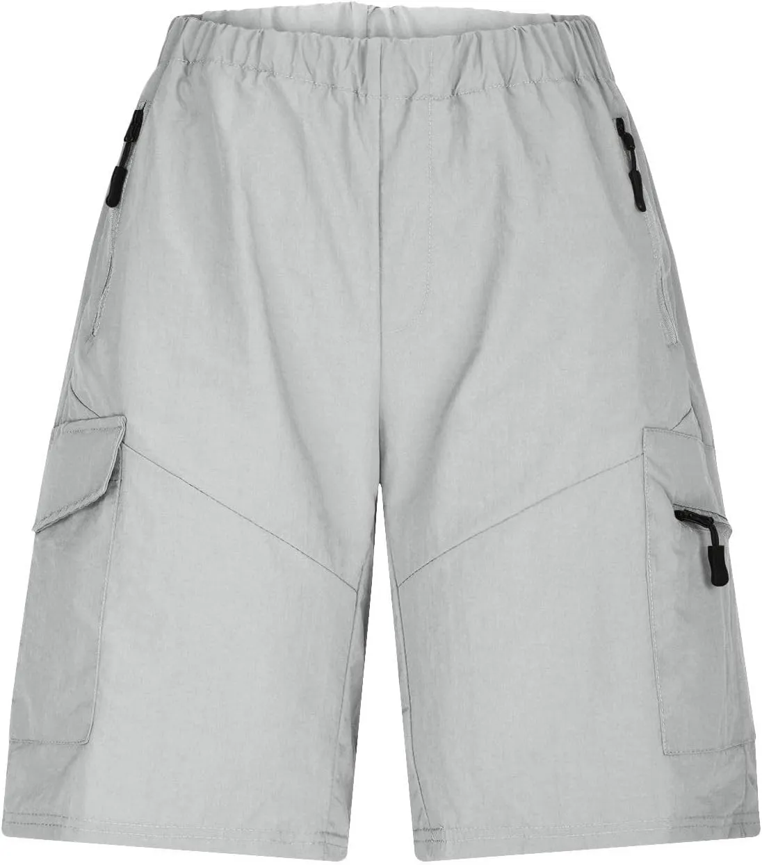Mens Summer Sports Shorts Expandable Waisted Lightweight Quick Drying Casual Capri Pants Solid Combat Jogger Running Shorts