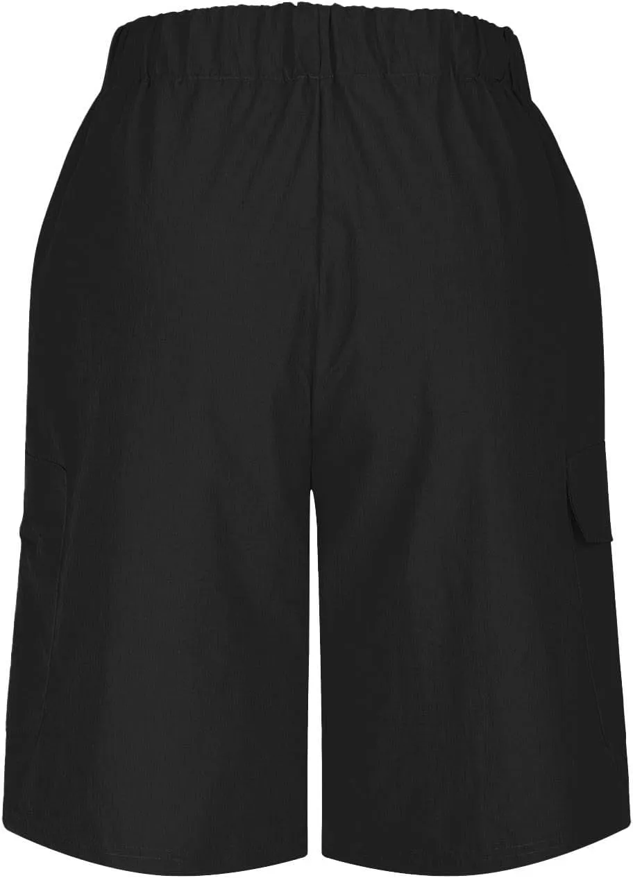 Mens Summer Sports Shorts Expandable Waisted Lightweight Quick Drying Casual Capri Pants Solid Combat Jogger Running Shorts