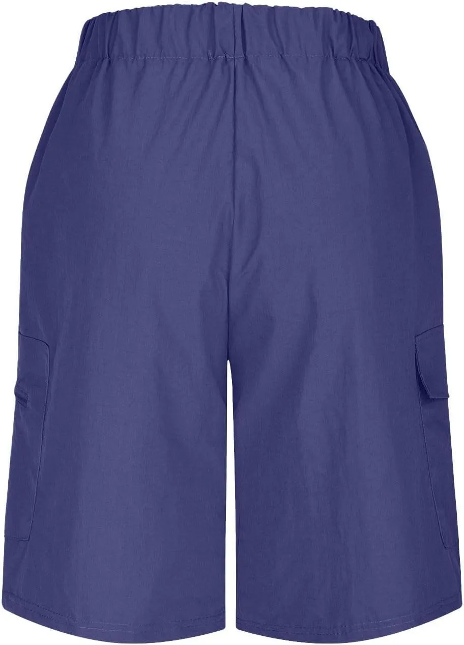 Mens Summer Sports Shorts Expandable Waisted Lightweight Quick Drying Casual Capri Pants Solid Combat Jogger Running Shorts