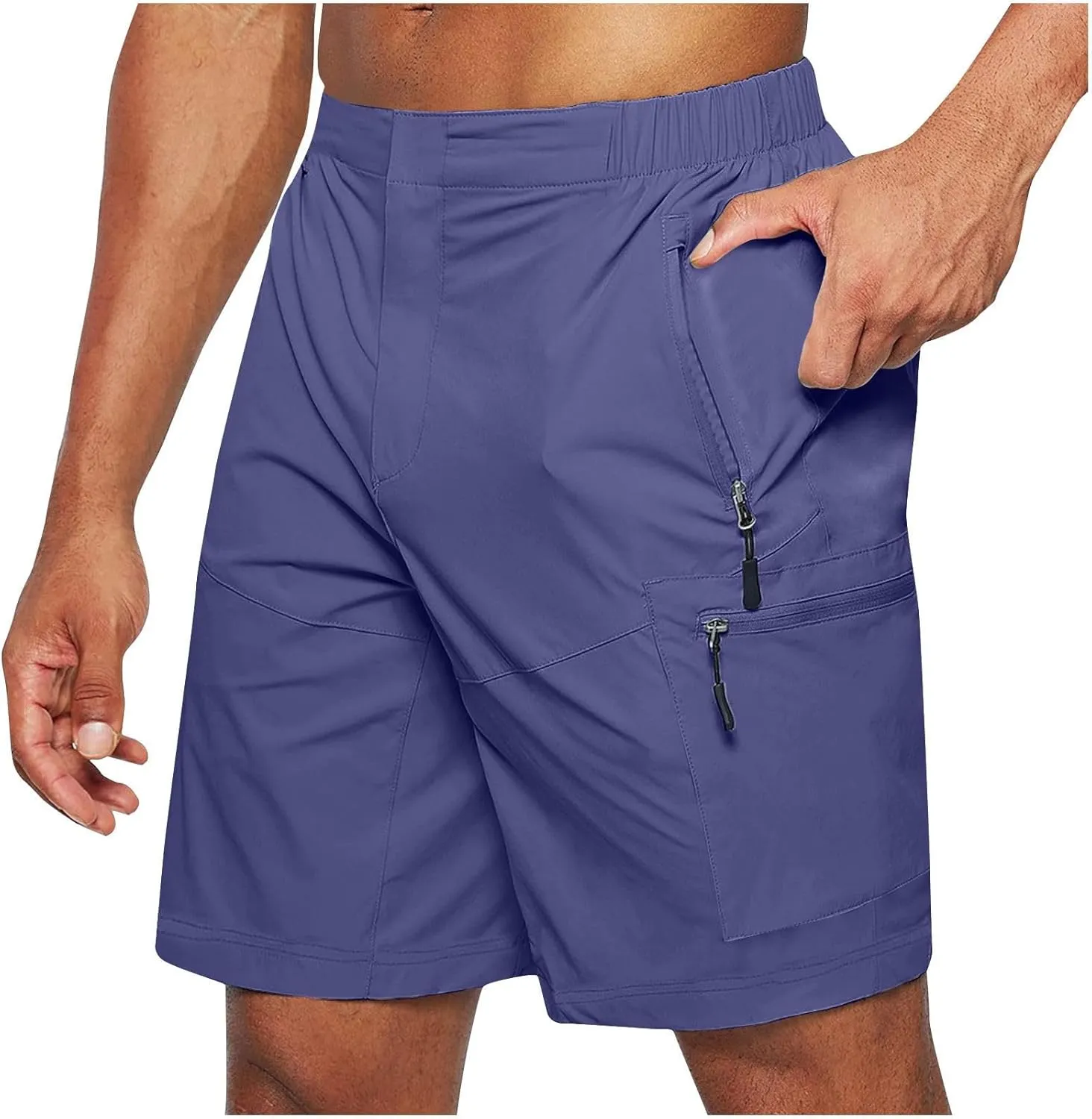 Mens Summer Sports Shorts Expandable Waisted Lightweight Quick Drying Casual Capri Pants Solid Combat Jogger Running Shorts