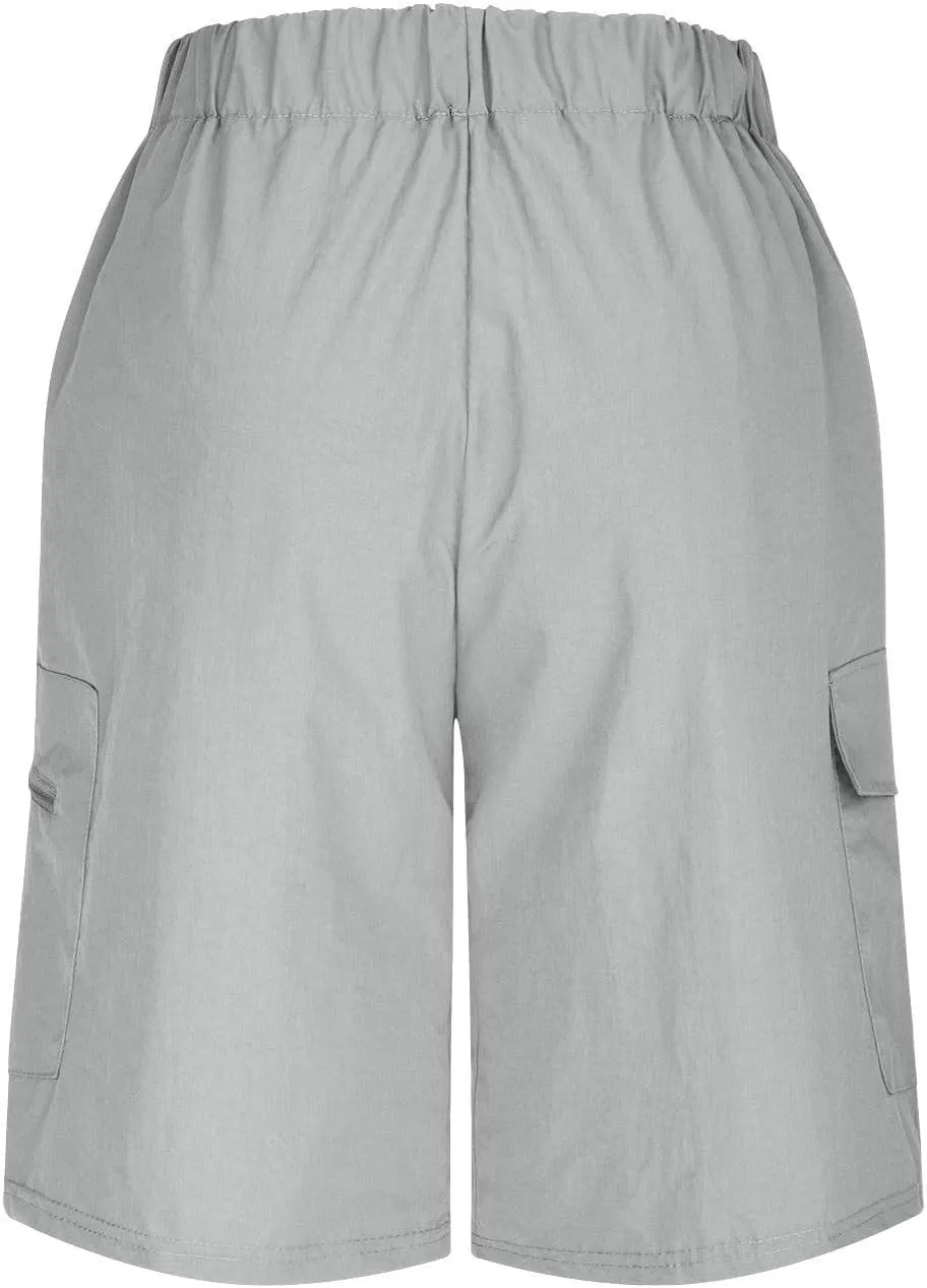 Mens Summer Sports Shorts Expandable Waisted Lightweight Quick Drying Casual Capri Pants Solid Combat Jogger Running Shorts