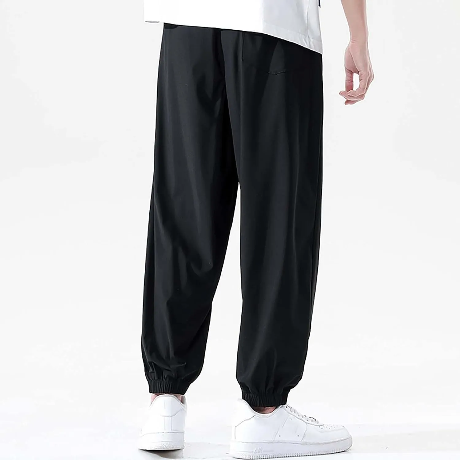 Mens Summer Trousers Lightweight Breathable Drawstring Straight Casual Tapered Pants Solid Cozy Fashion Combat Traveling Pant