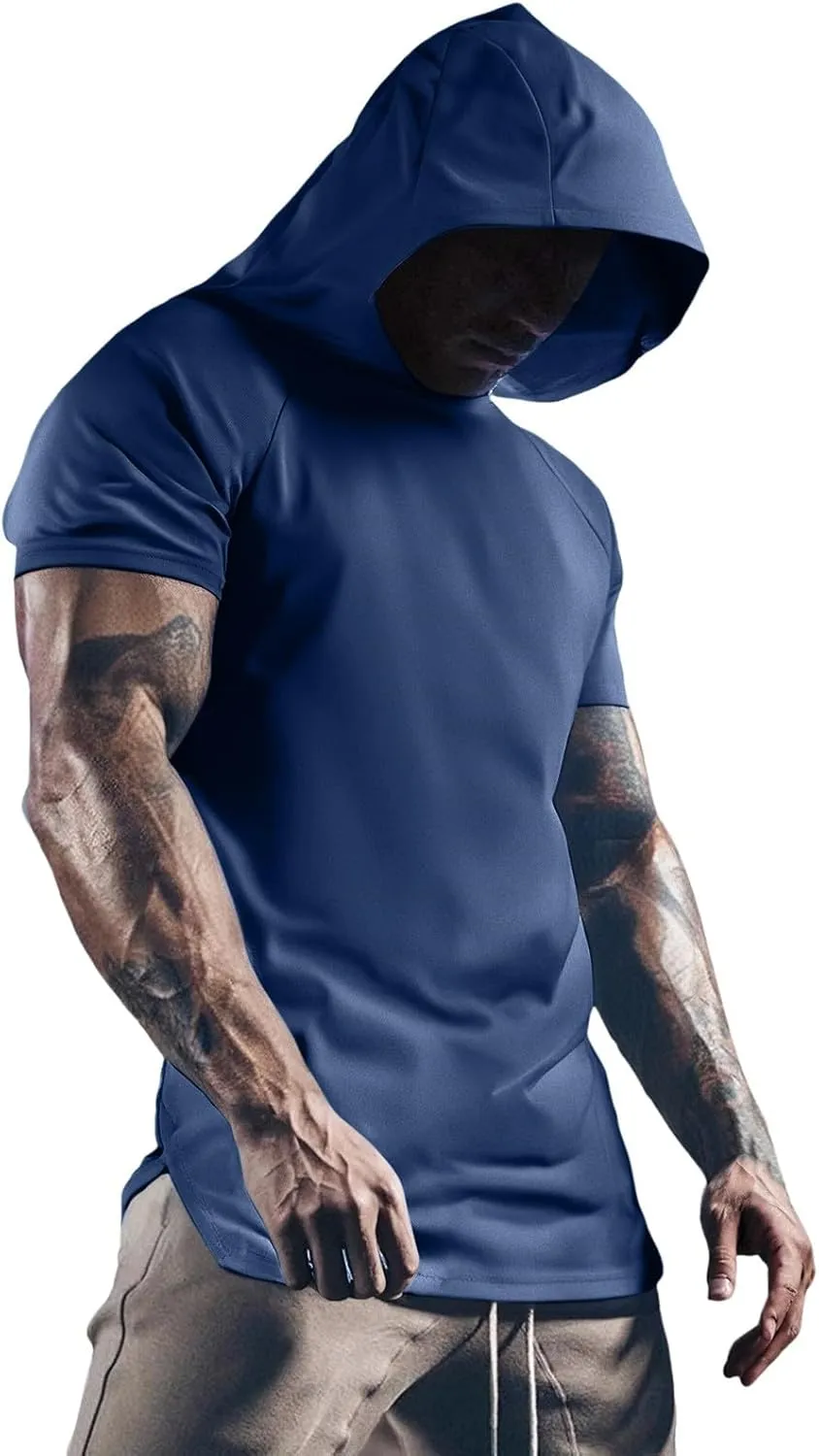 Men's T-Shirts Short Sleeve Fashion Hooded Comfortable Tees Quick Dry Summer Basic Designed Soft Outfits