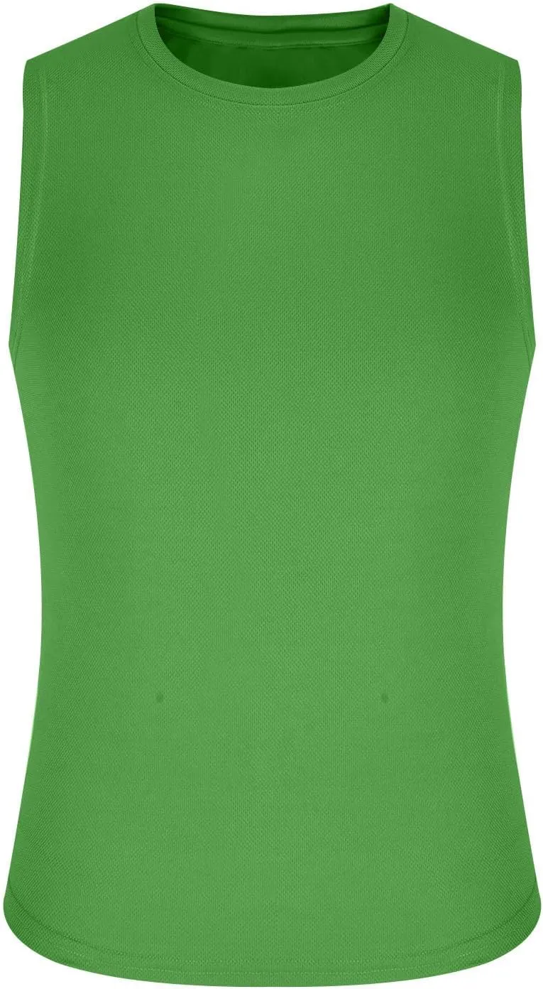 Men's Tank Shirts Jogging Sport Round Neck Cut Off T-Shirt Gym Workout Tank Top Moisture Wicking Fast Dry Tanks