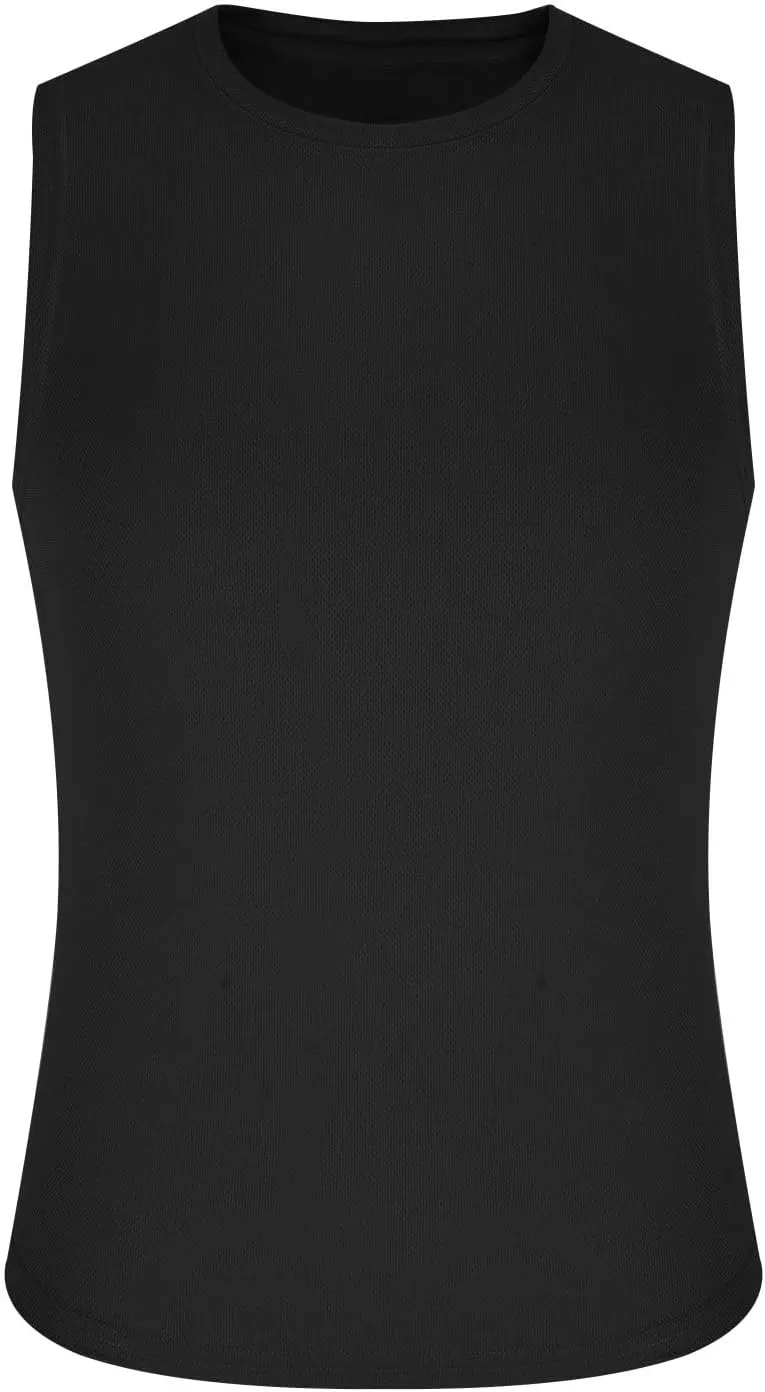 Men's Tank Shirts Jogging Sport Round Neck Cut Off T-Shirt Gym Workout Tank Top Moisture Wicking Fast Dry Tanks
