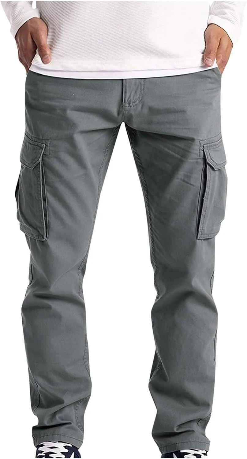 Mens Tracksuit Pant Casual Classic Joggers Workout Sweatpant Pockets Elasticated Waistband Cargo Pant